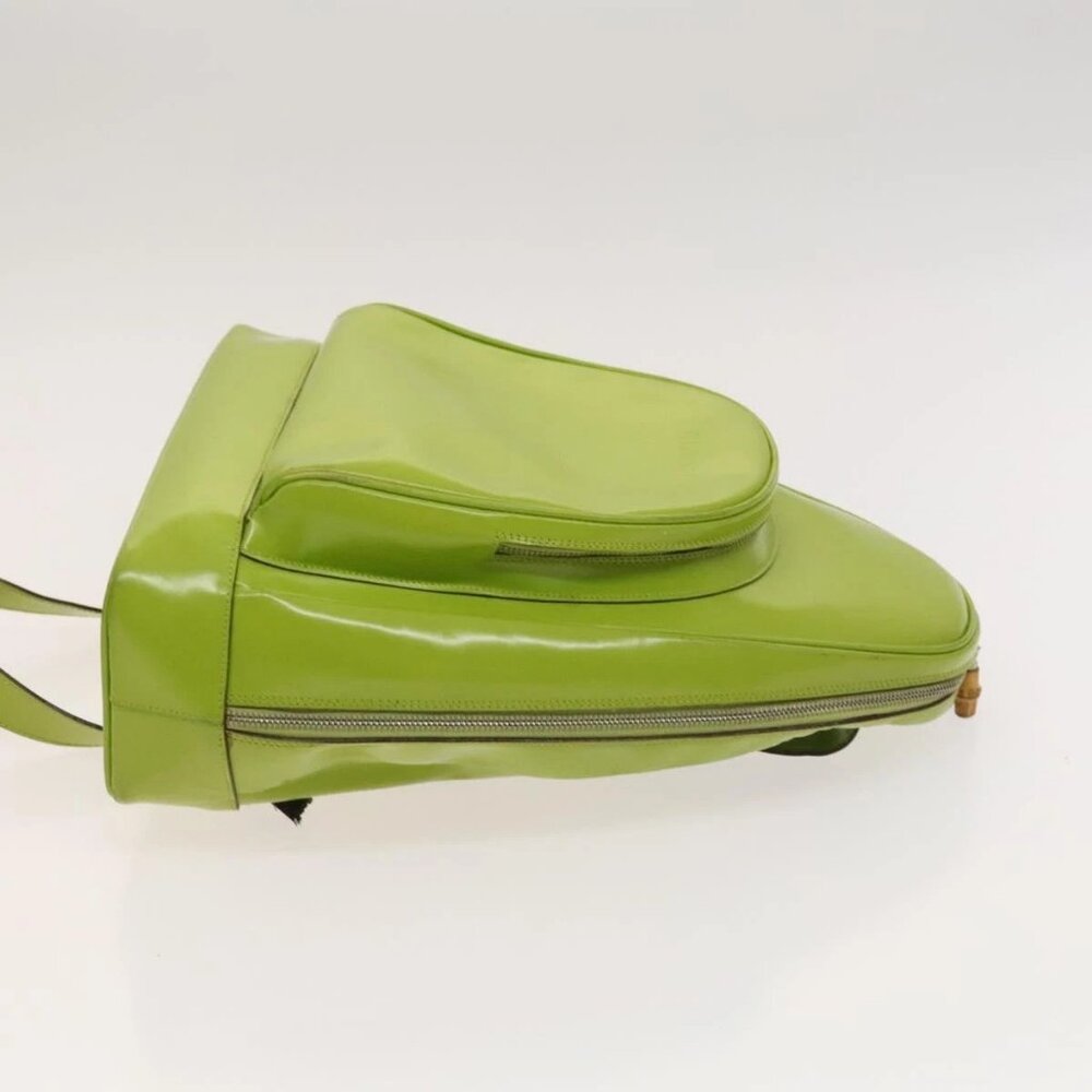 GUCCI Bamboo Body Bag Patent leather Green - Picture 3 of 16